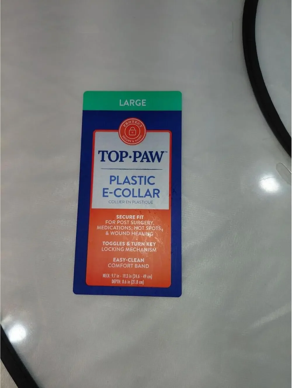 Top Paw Collar Reuseable Dog Cone Size Large Plastic Toggle